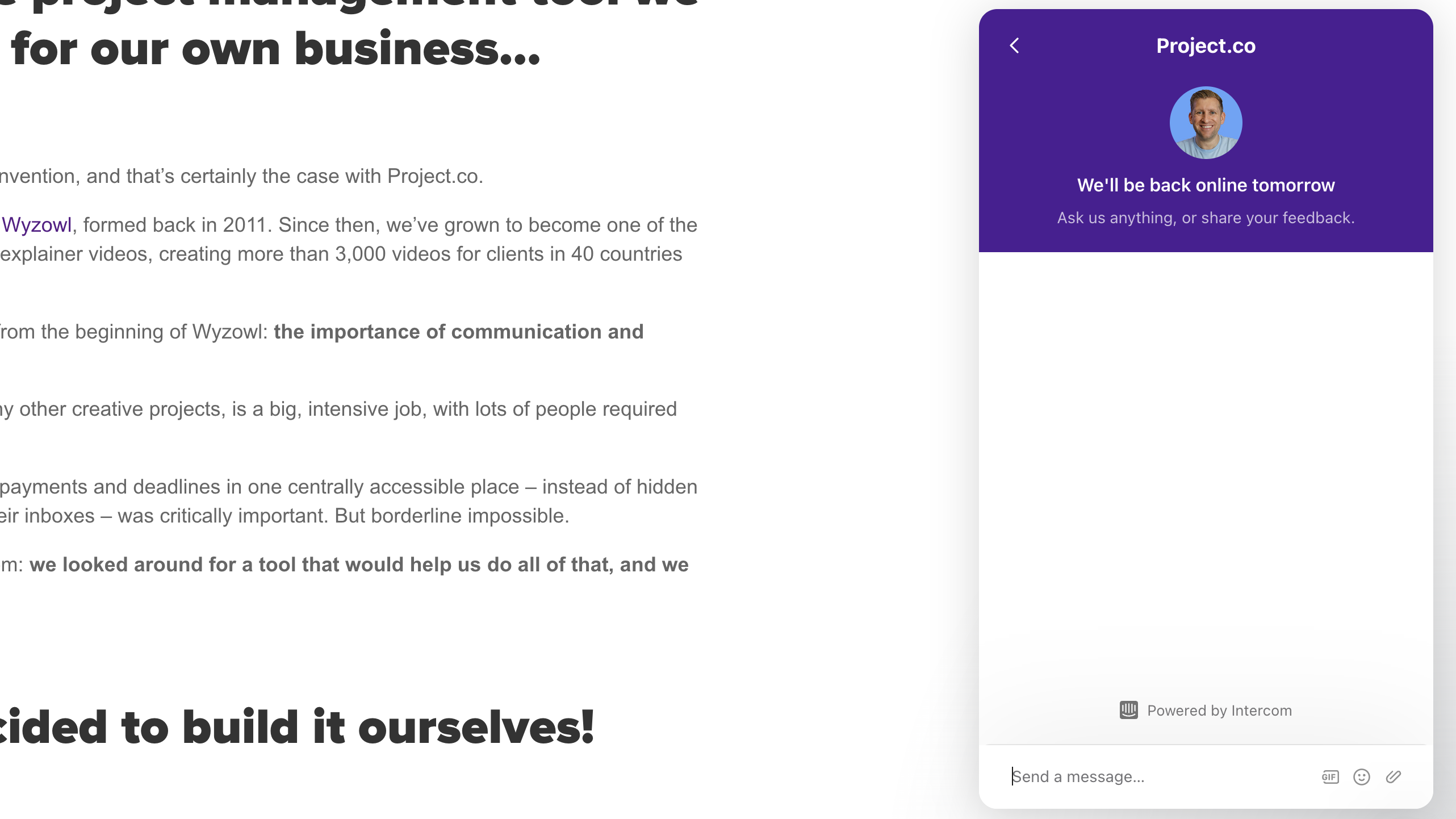 Project.co support January 2023