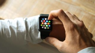 A person using an Apple Watch.
