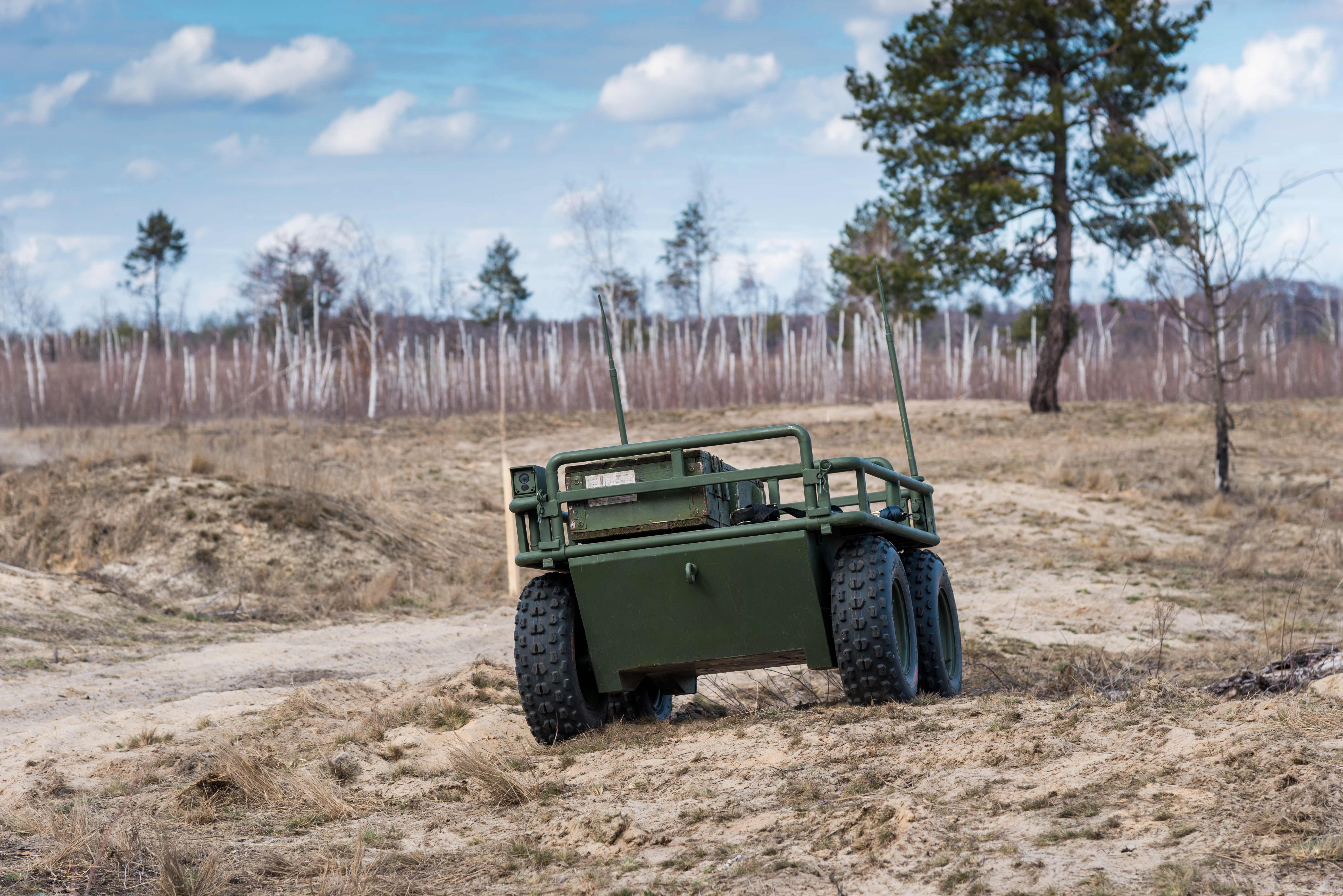 Ground military drone for cargo transportation