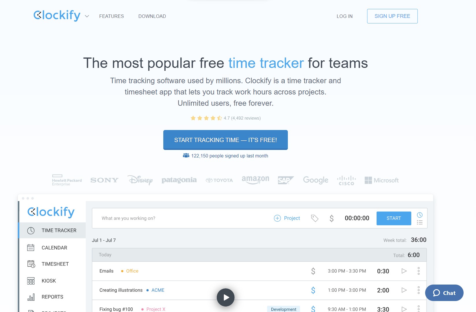 Clockify webpage