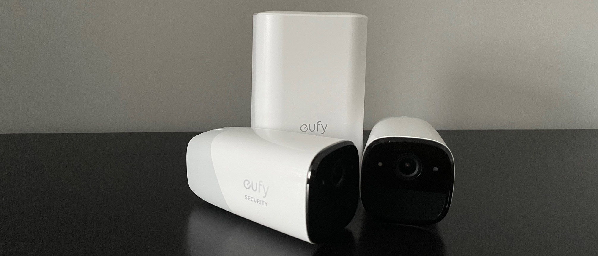 The Eufycam 2 Pro kit comprising two cameras and a base station