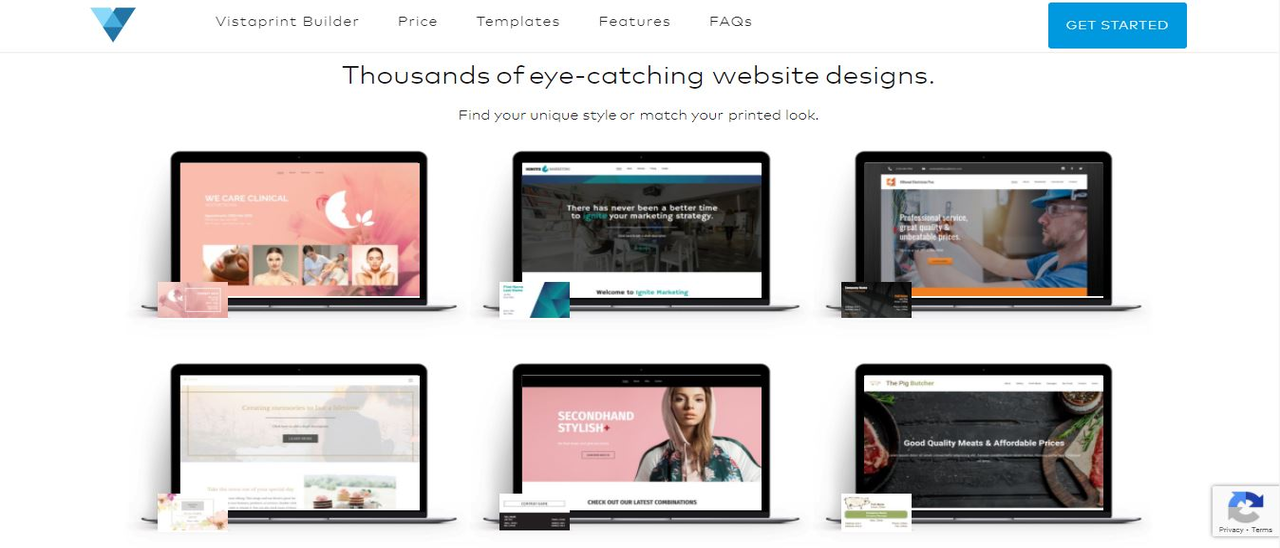 vista print website builder templates