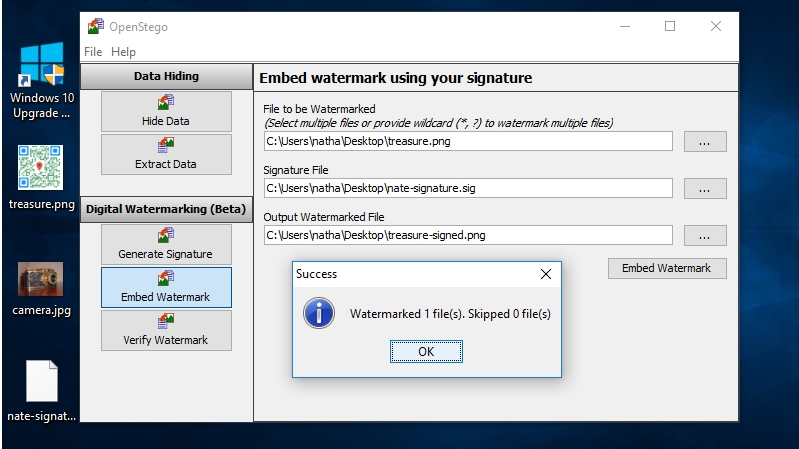 10. Embed the watermark using your signature