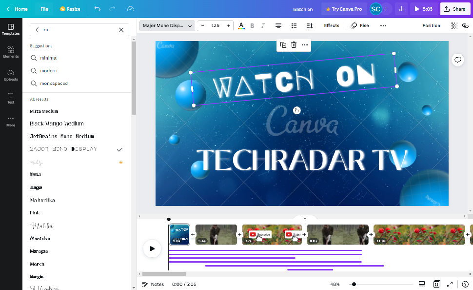 Customizing pre-built design elements in Canva Video