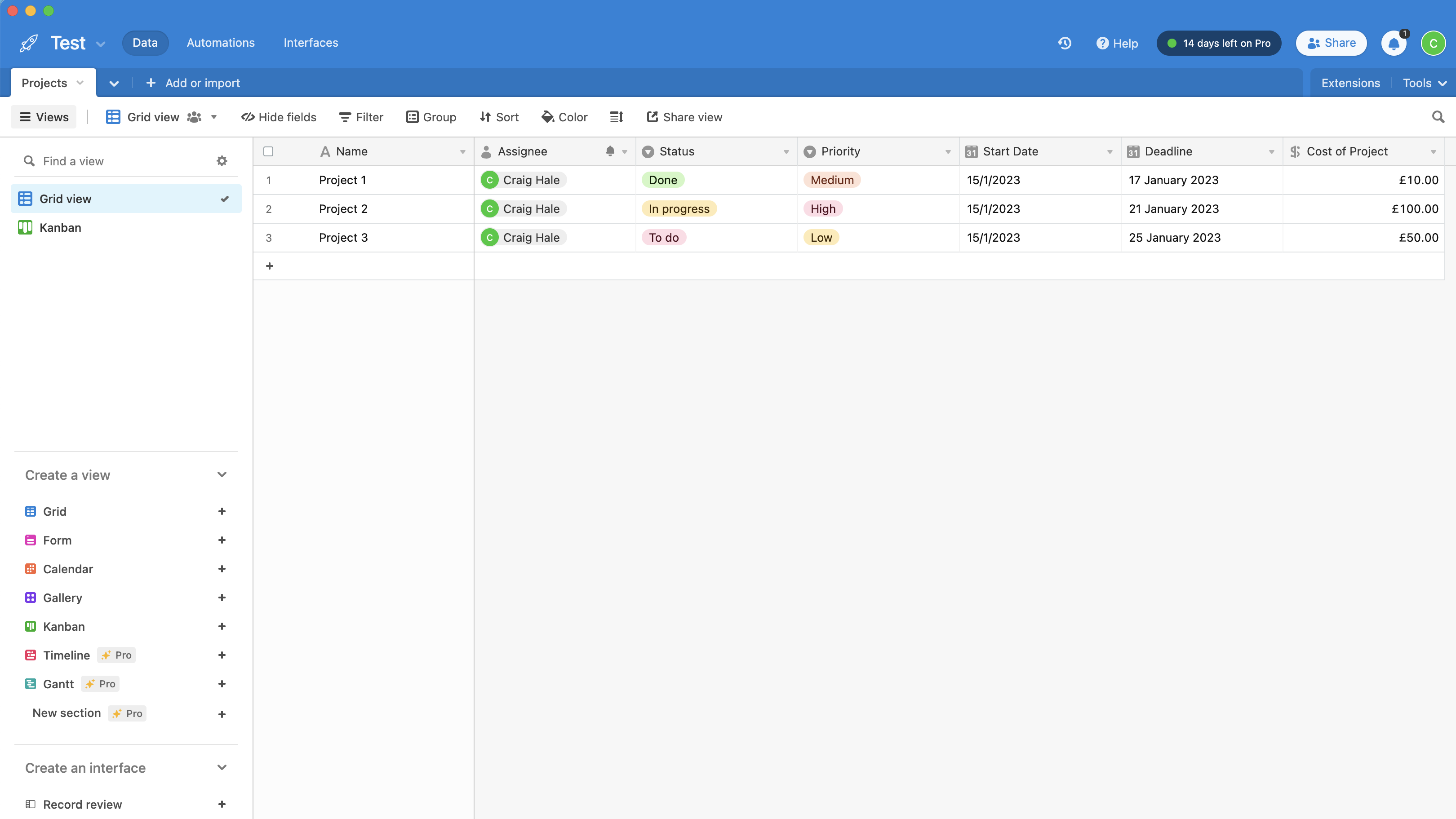 Airtable interface January 2023