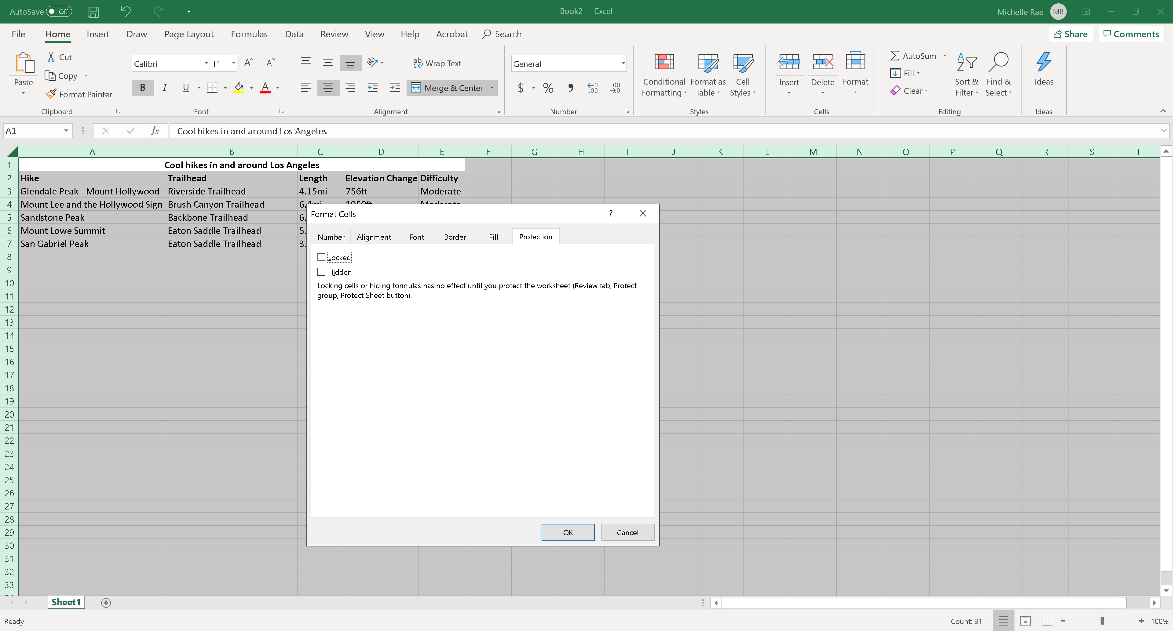 How to lock cells in Excel