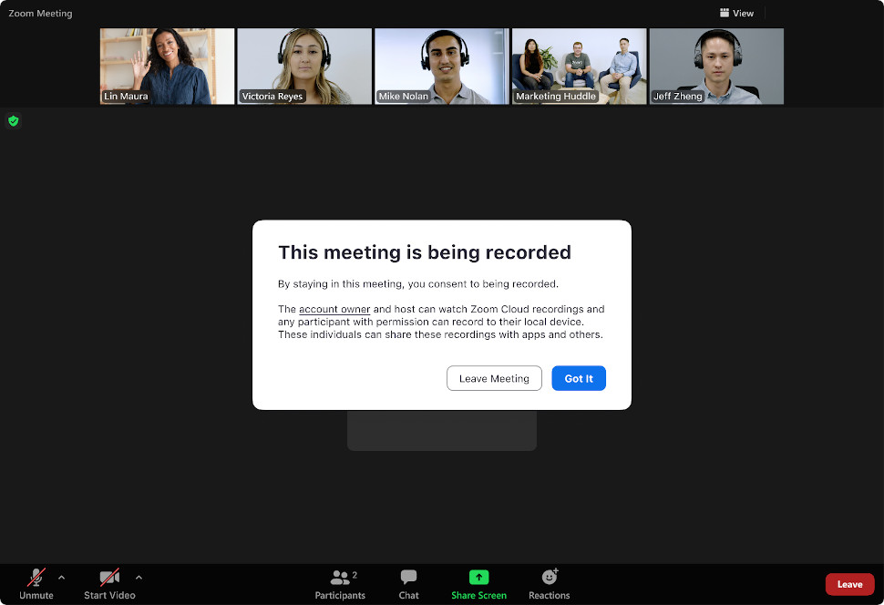 Zoom privacy notice