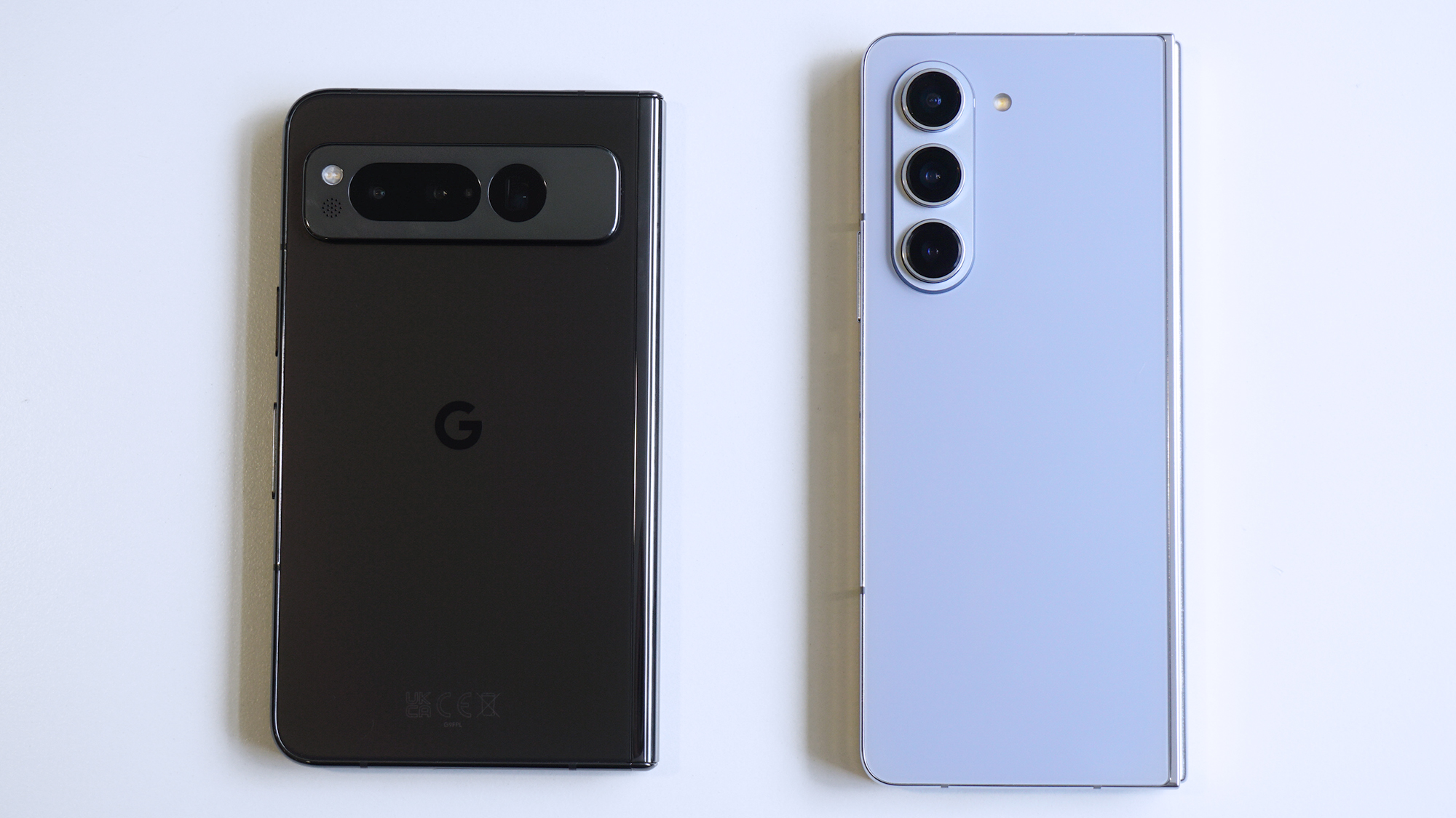 Google Pixel Fold vs Samsung Galaxy Z Fold 5 back straight closed