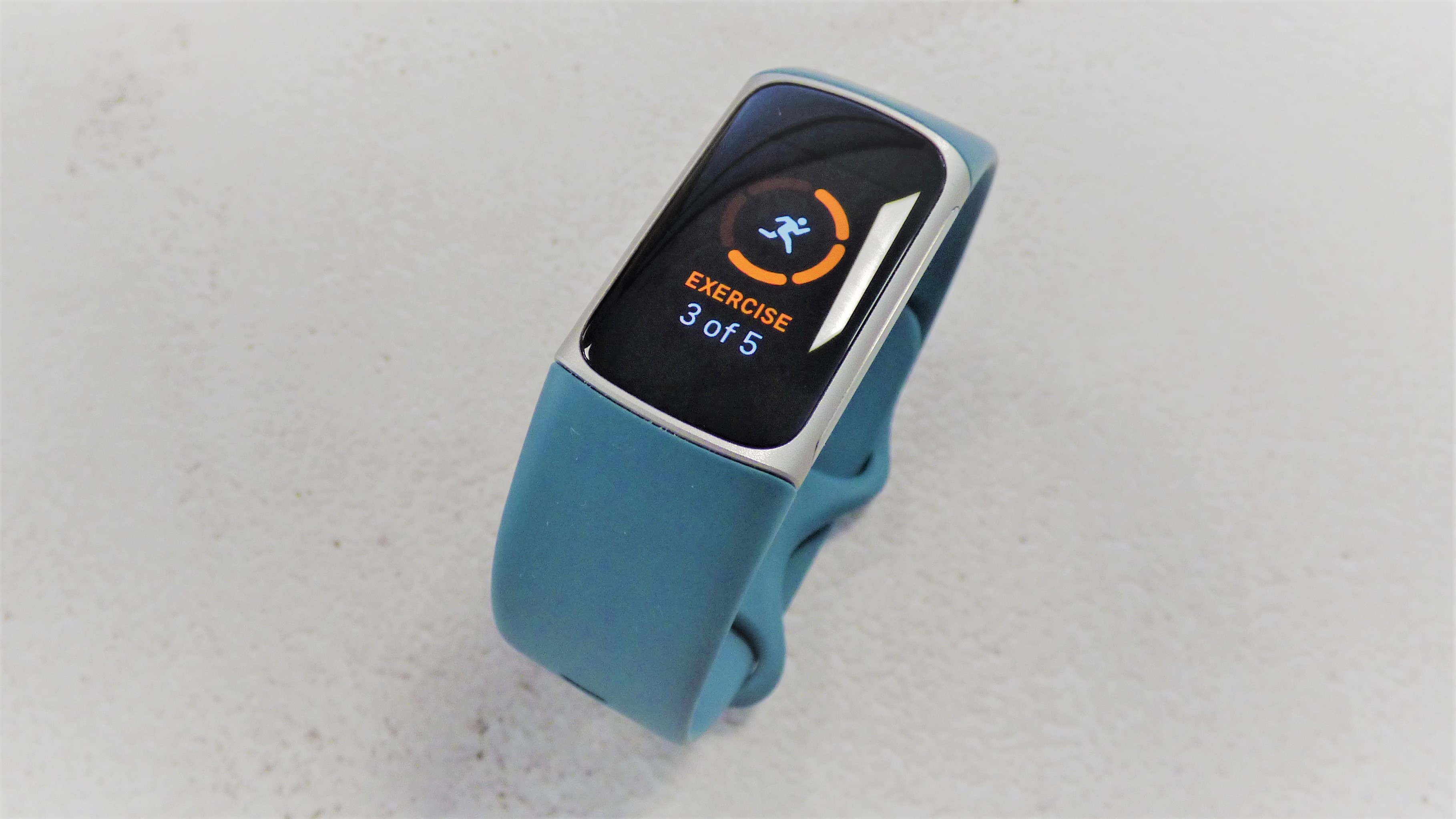 Fitbit Charge 5 showing how many days of exercise have been completed in a week