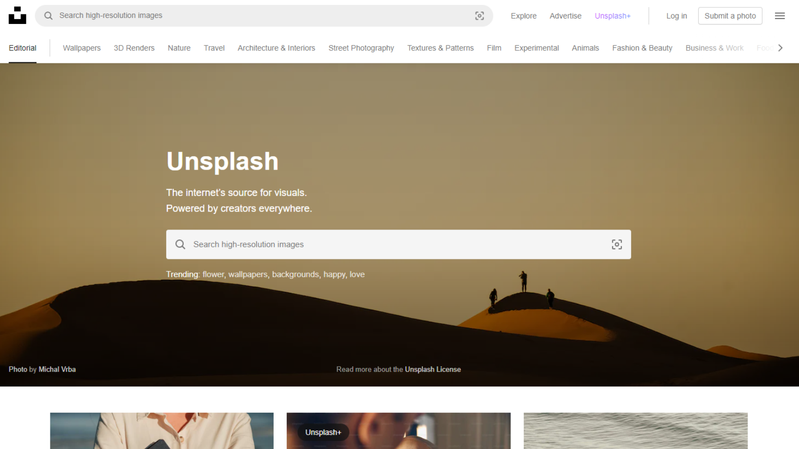 Using free stock photo site Unsplash