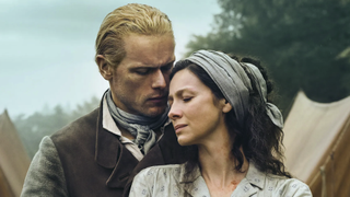 Jamie and Clare in a tender embrace &ndash; scene from Outlander season 7