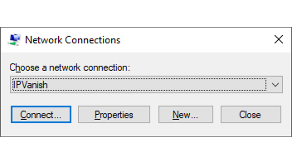 Windows Rasphone tool with a list of VPN connections