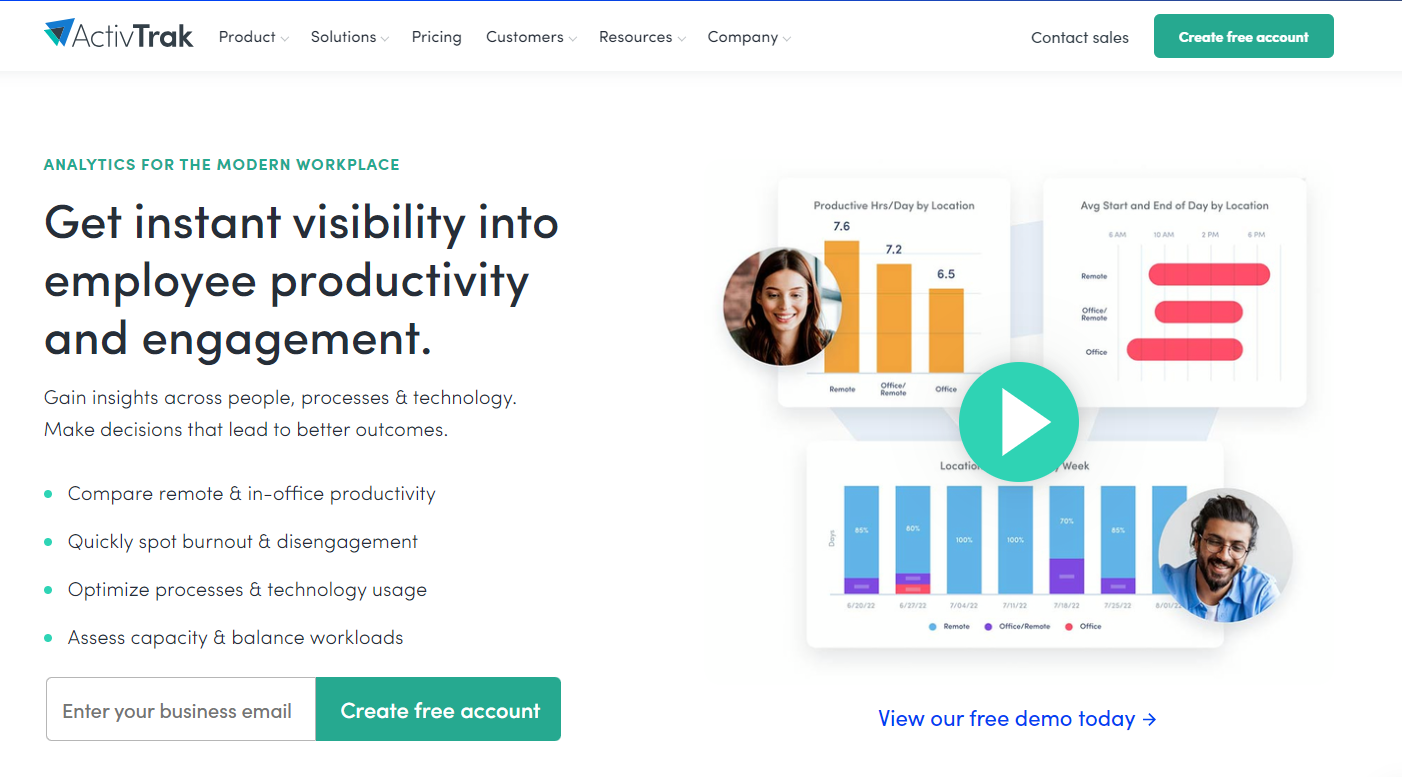 ActivTrak landing page