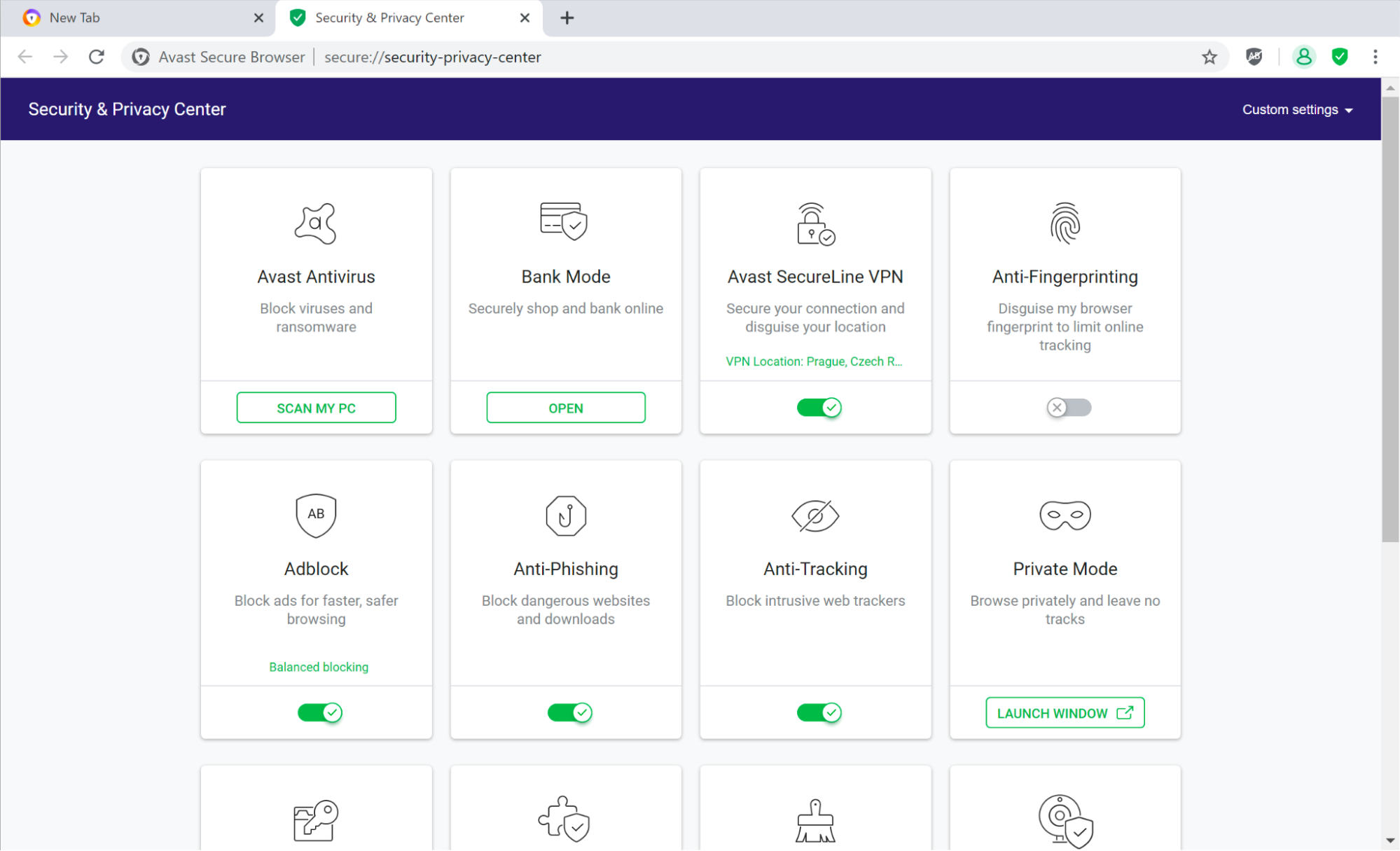 Avast Security &amp;amp; Privacy Center