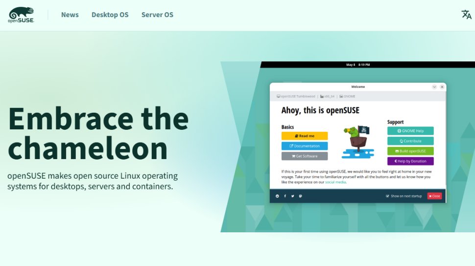 Website screenshot of openSUSE (November, 2025)
