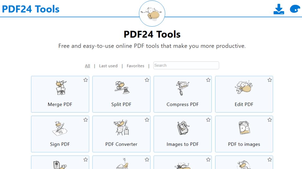 Website screenshot of PDF24 Tools (July, 2025)