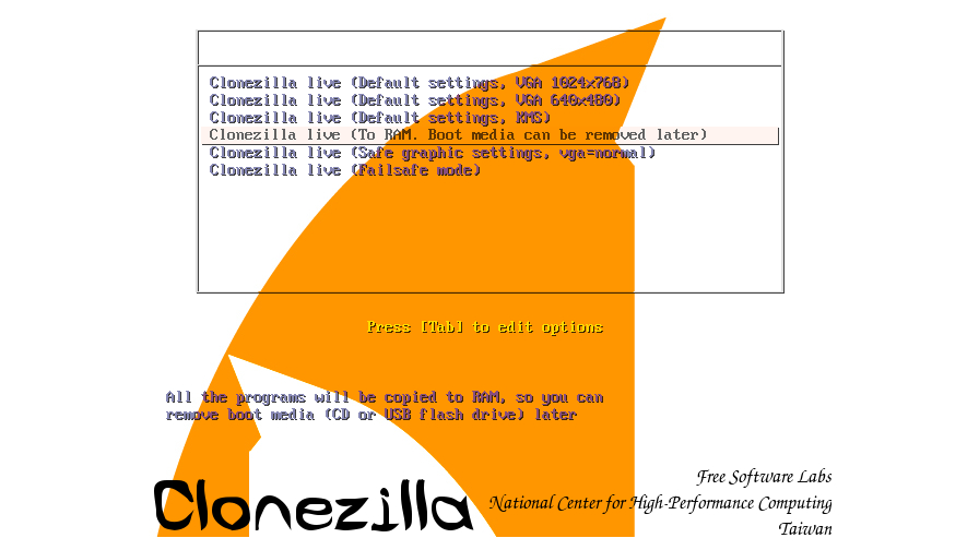2. Prepare backup drive and boot Clonezilla
