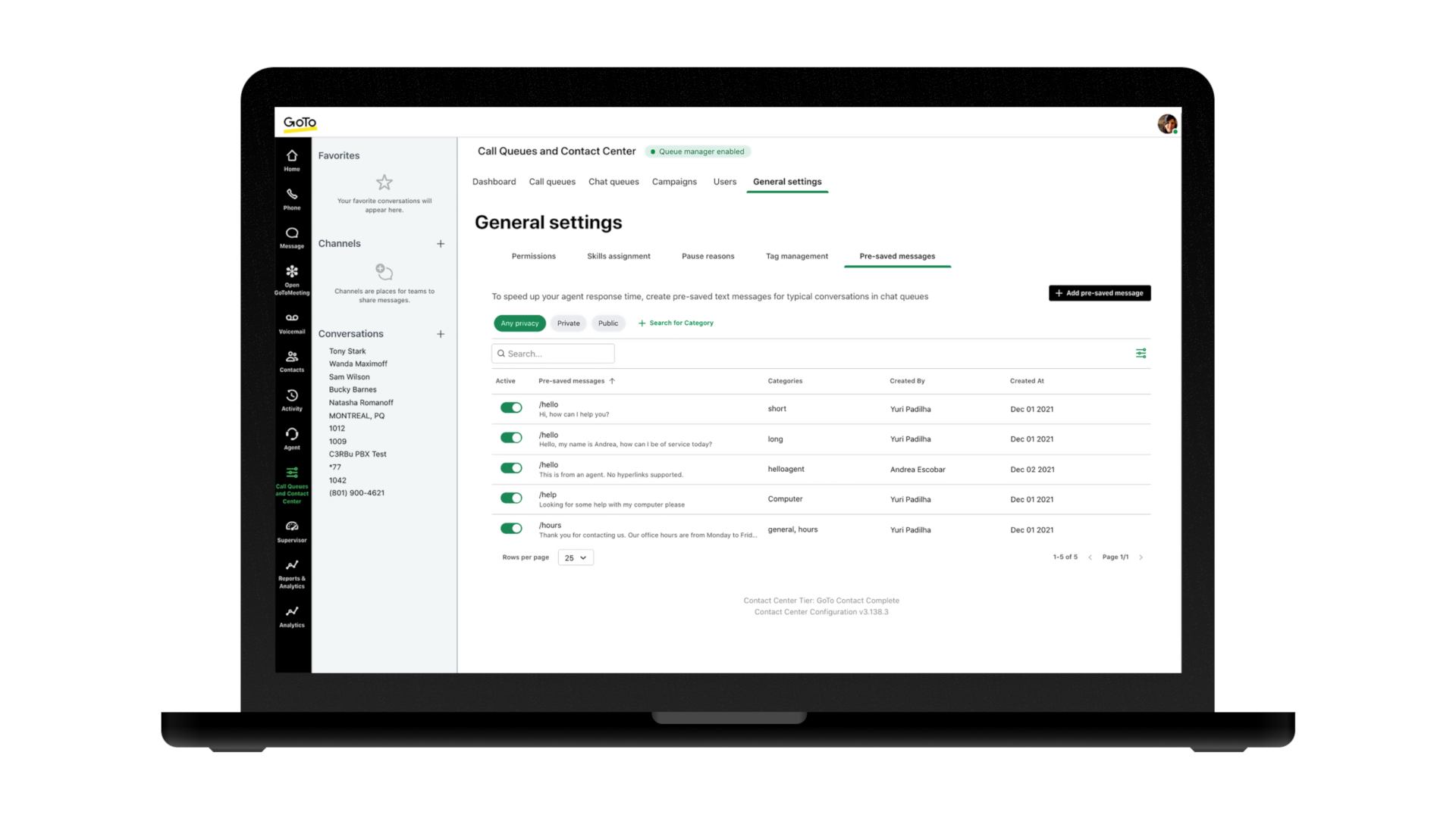 GoToConnect Dashboard