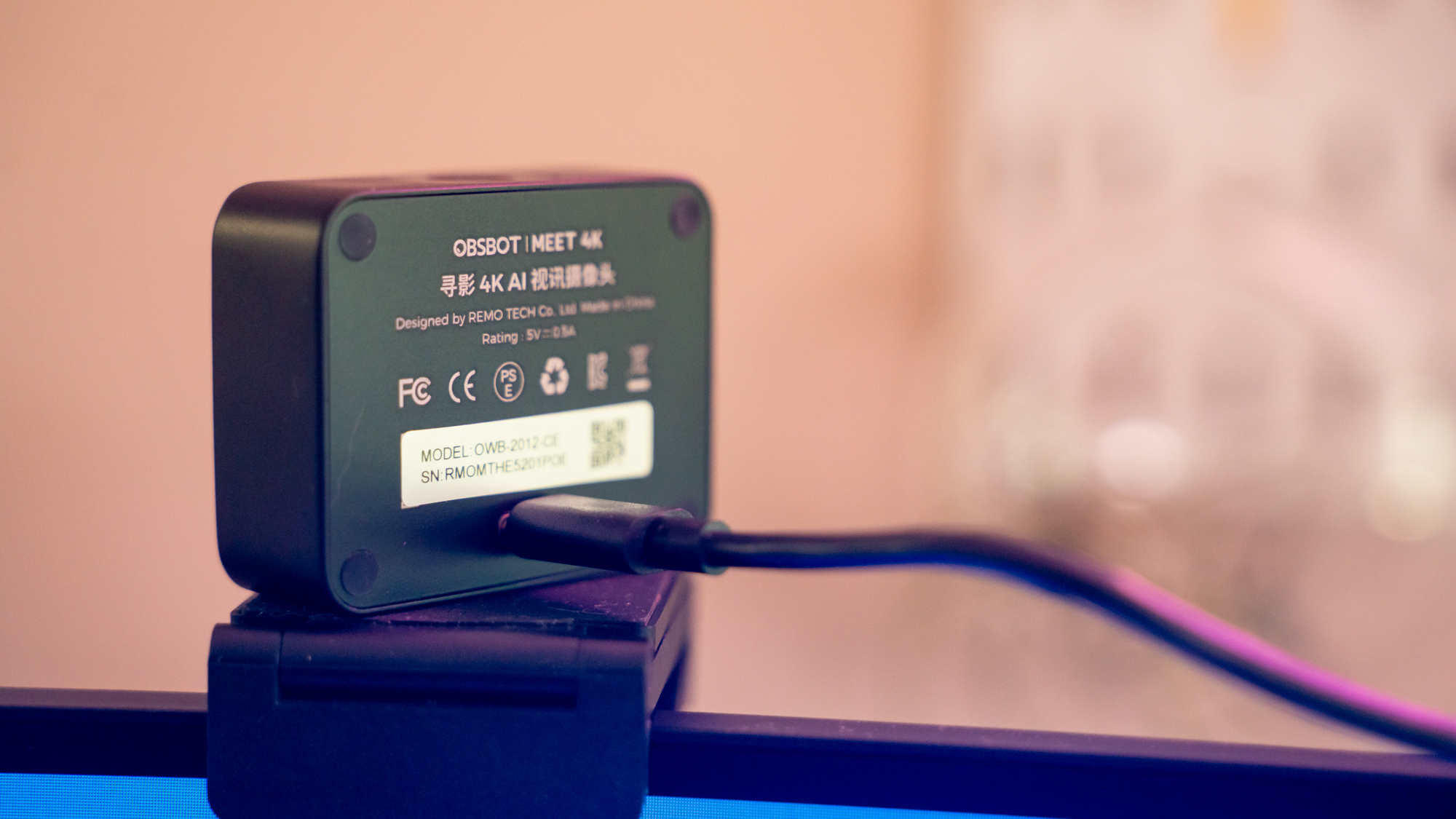 Obsbot Meet 4K mounted on a display