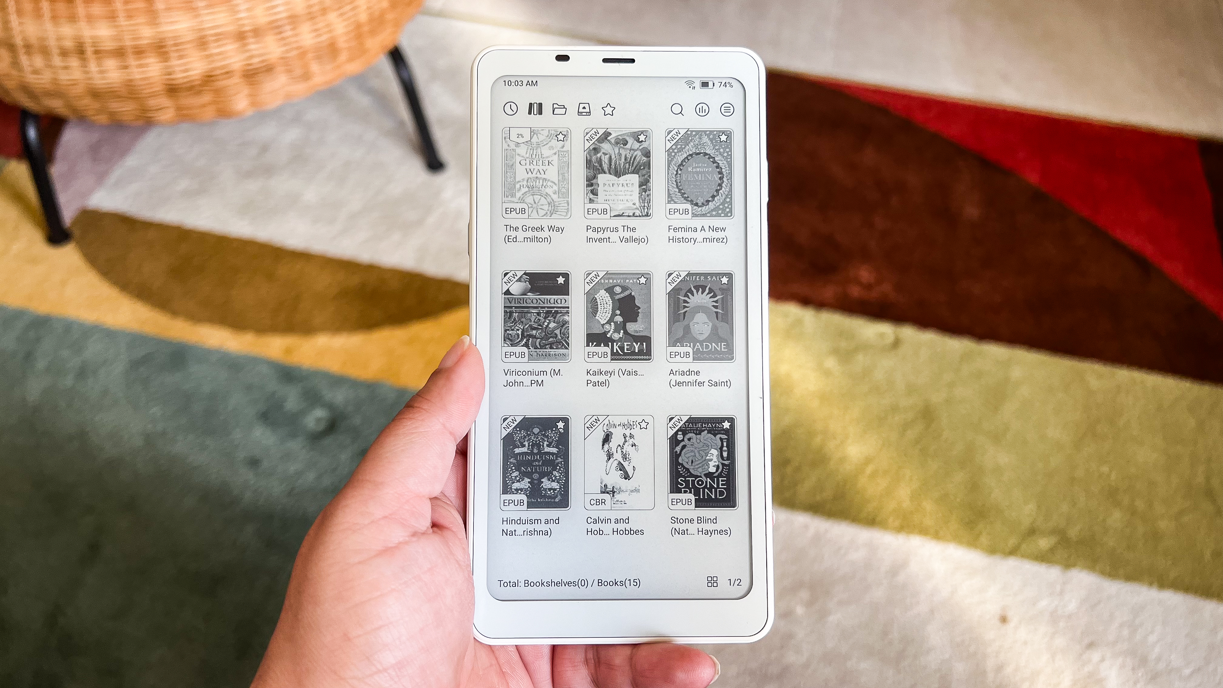 The library app on the Onyx Boox Palma 2