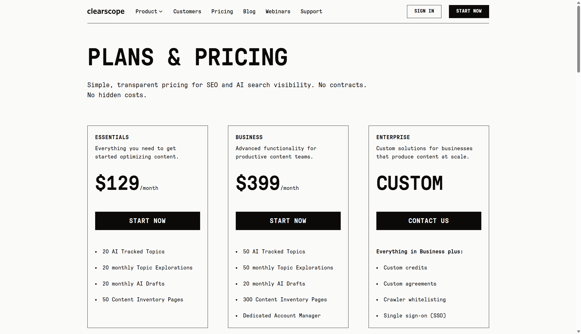 Clearscope pricing