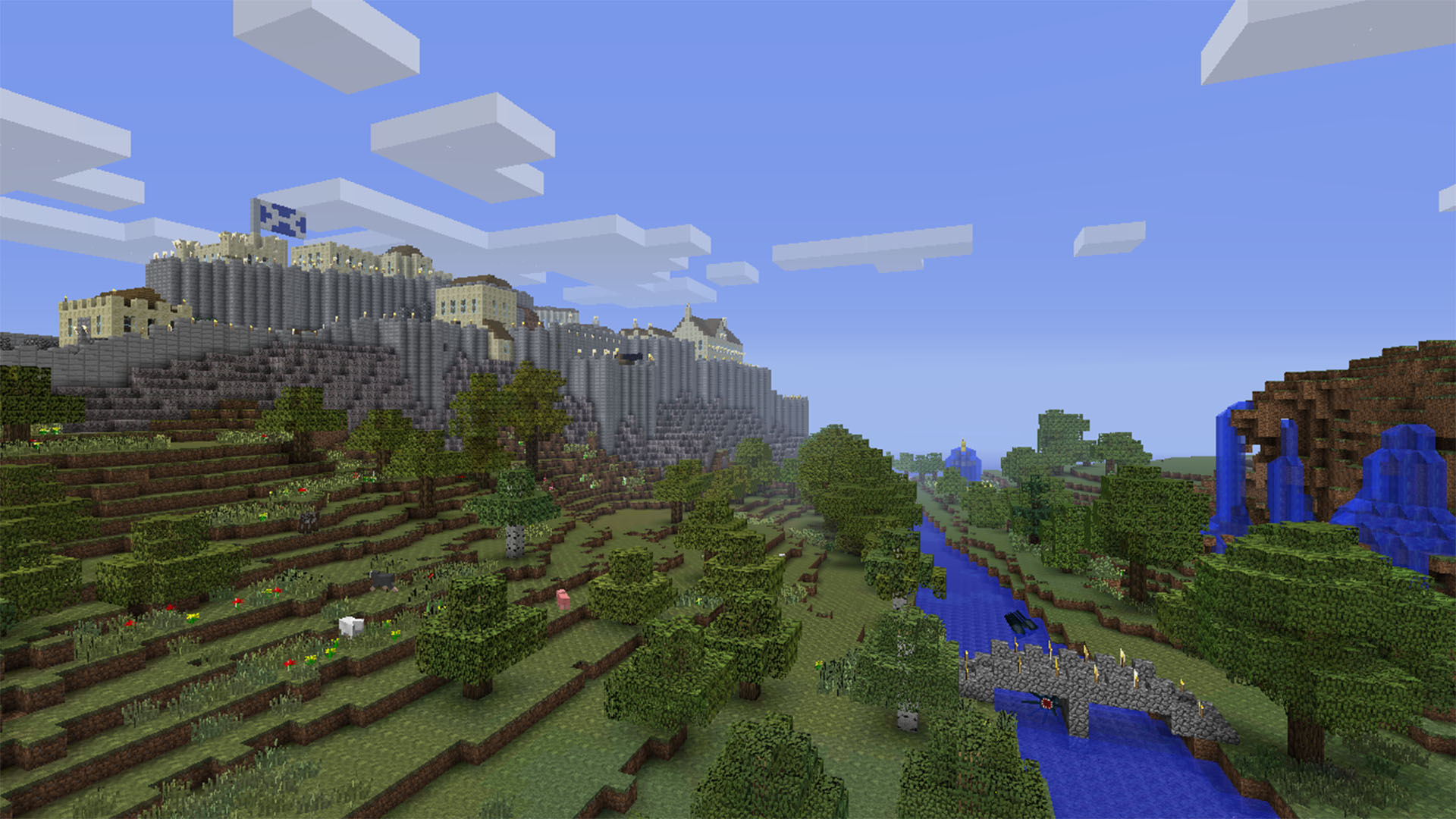 A modded Minecraft server with a luscious landscape.