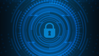 Padlock against a digital blue background