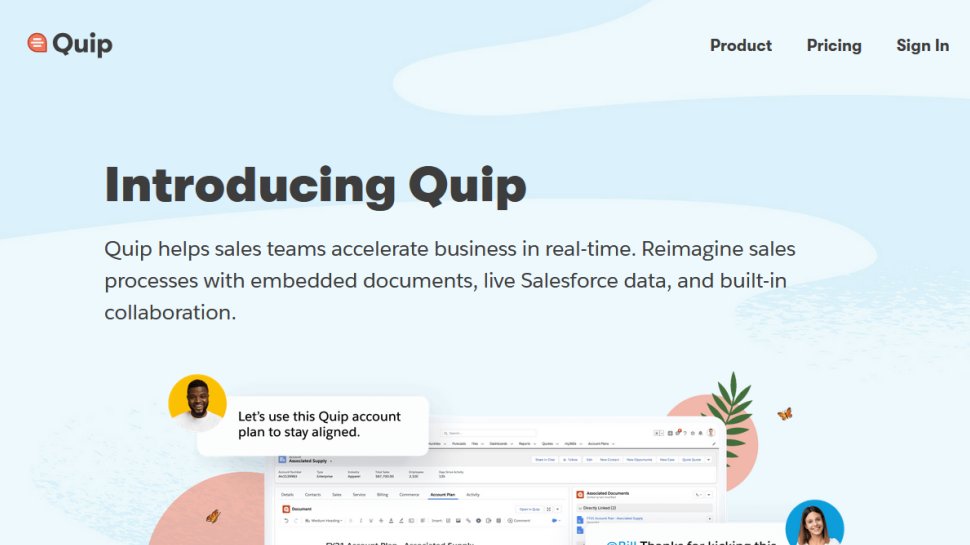 Quip website screenshot (January 2026).