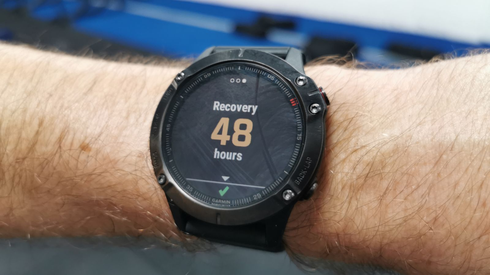 Garmin Fenix 6 showing recovery time
