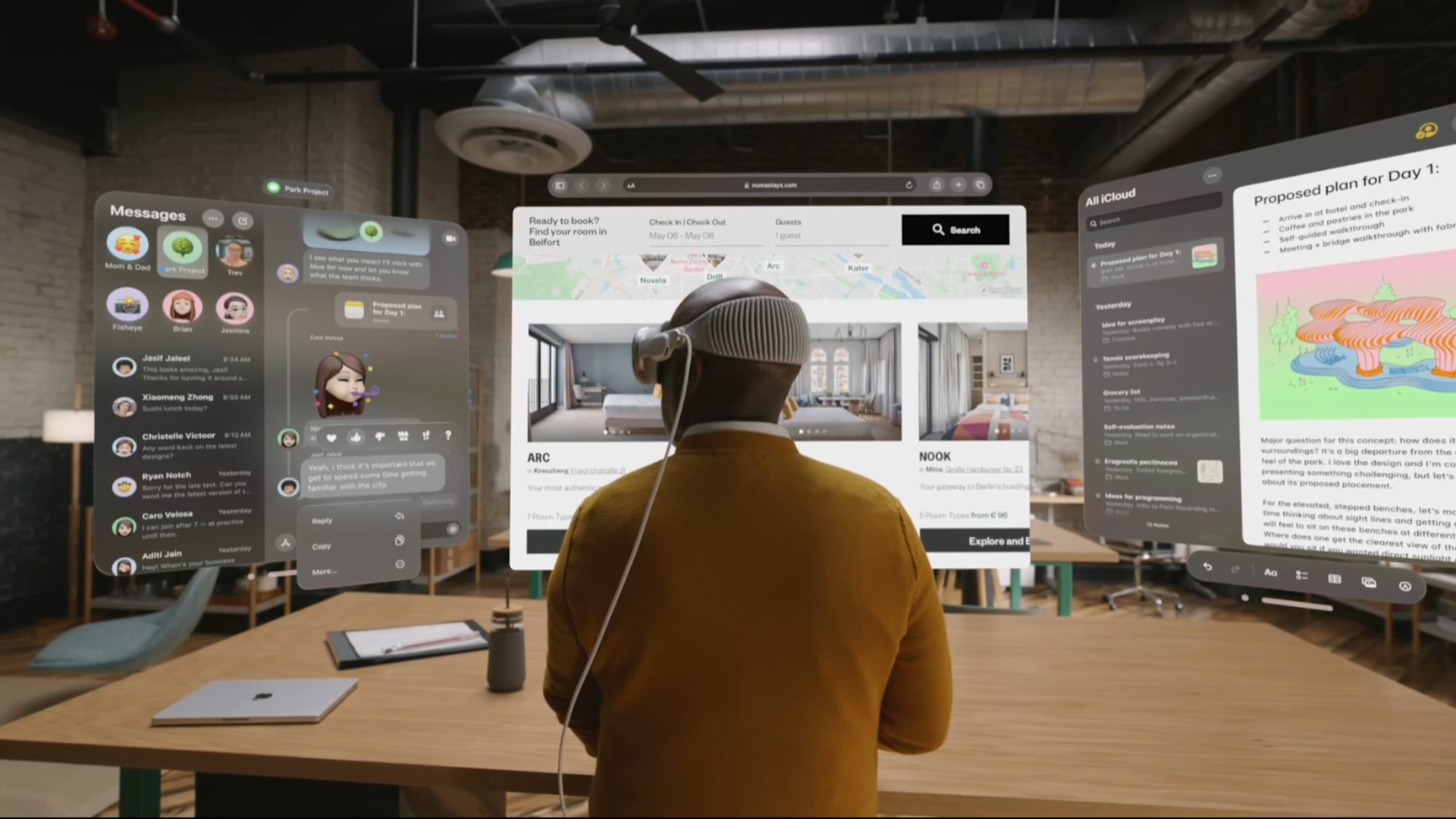 Man working with Vision Pro