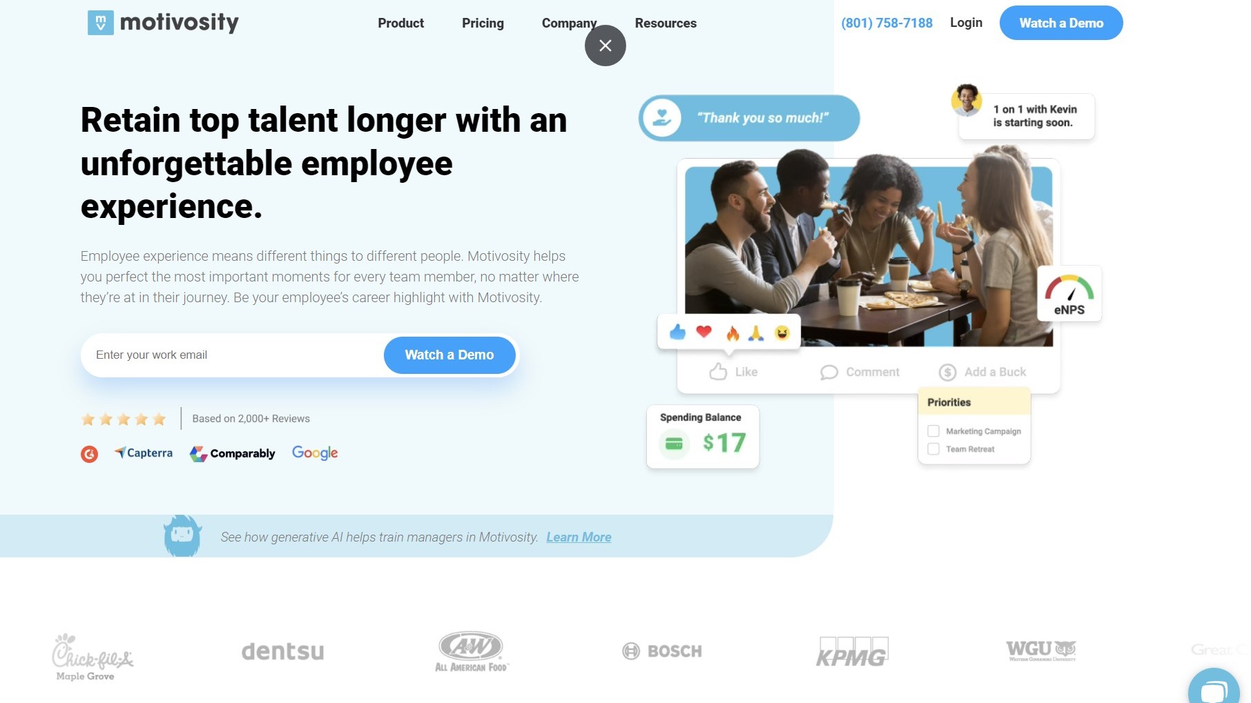 Motivosity website screenshot.