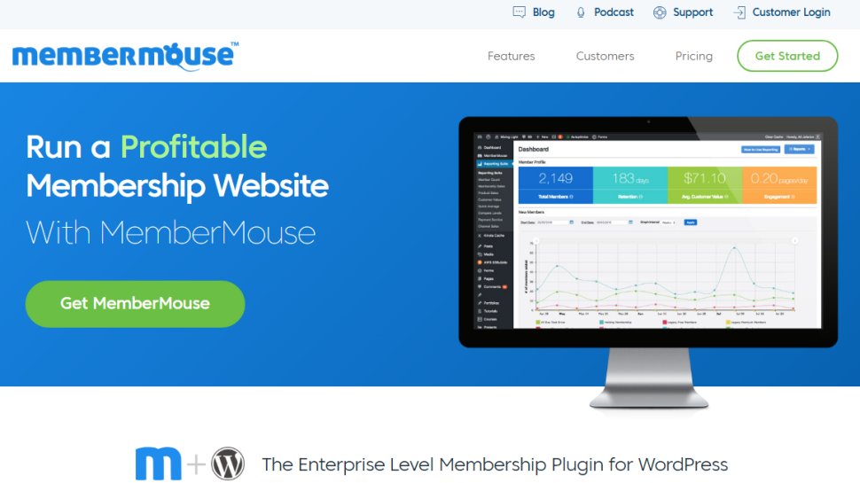 Website screenshot of MemberMouse (August, 2025)