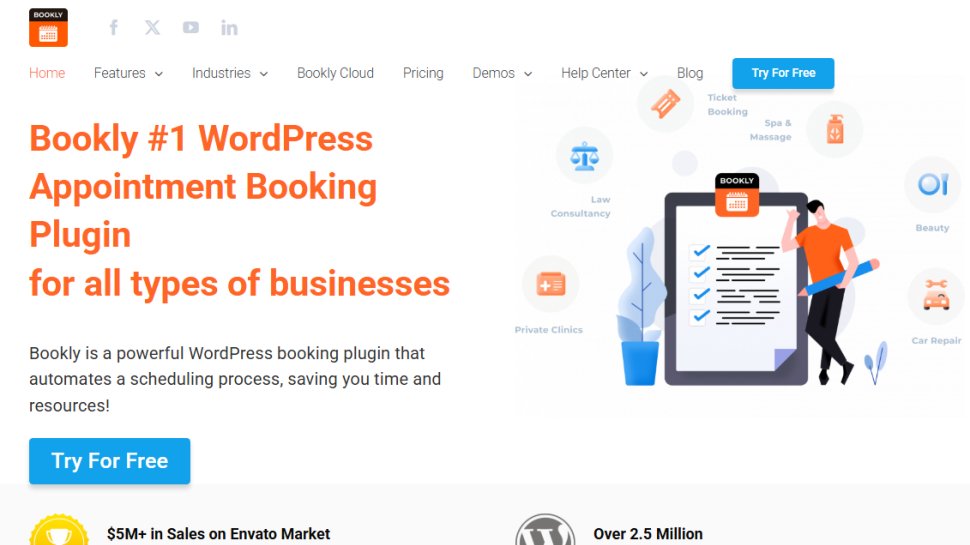 Website screenshot of Bookly (August, 2025)