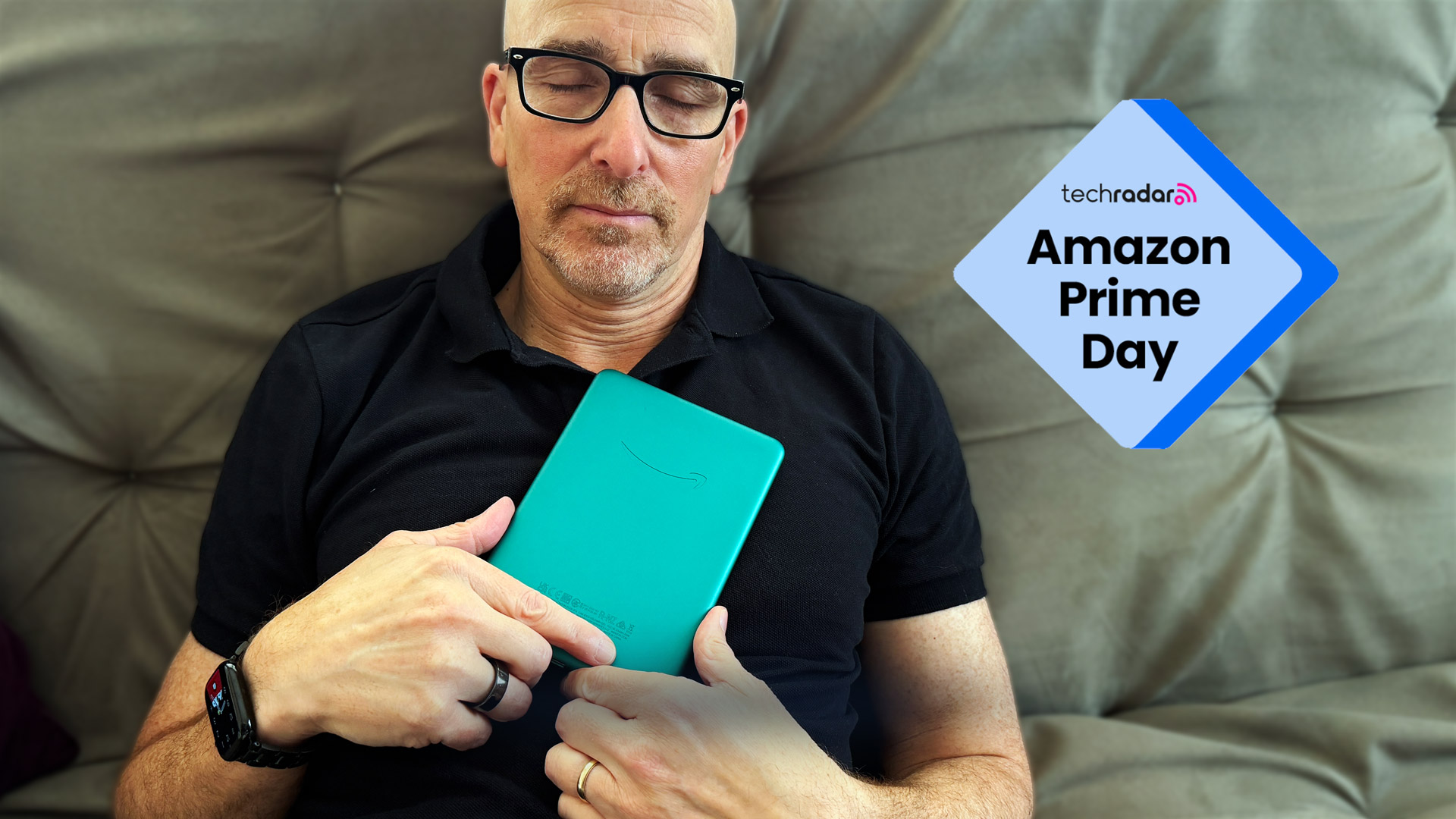 Kindle Paperwhite Signature Edition Prime Day Sale - Lance sleeping with the Kindle