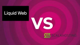 Liquid Web and ScalaHosting logos between the text VS on a radar background