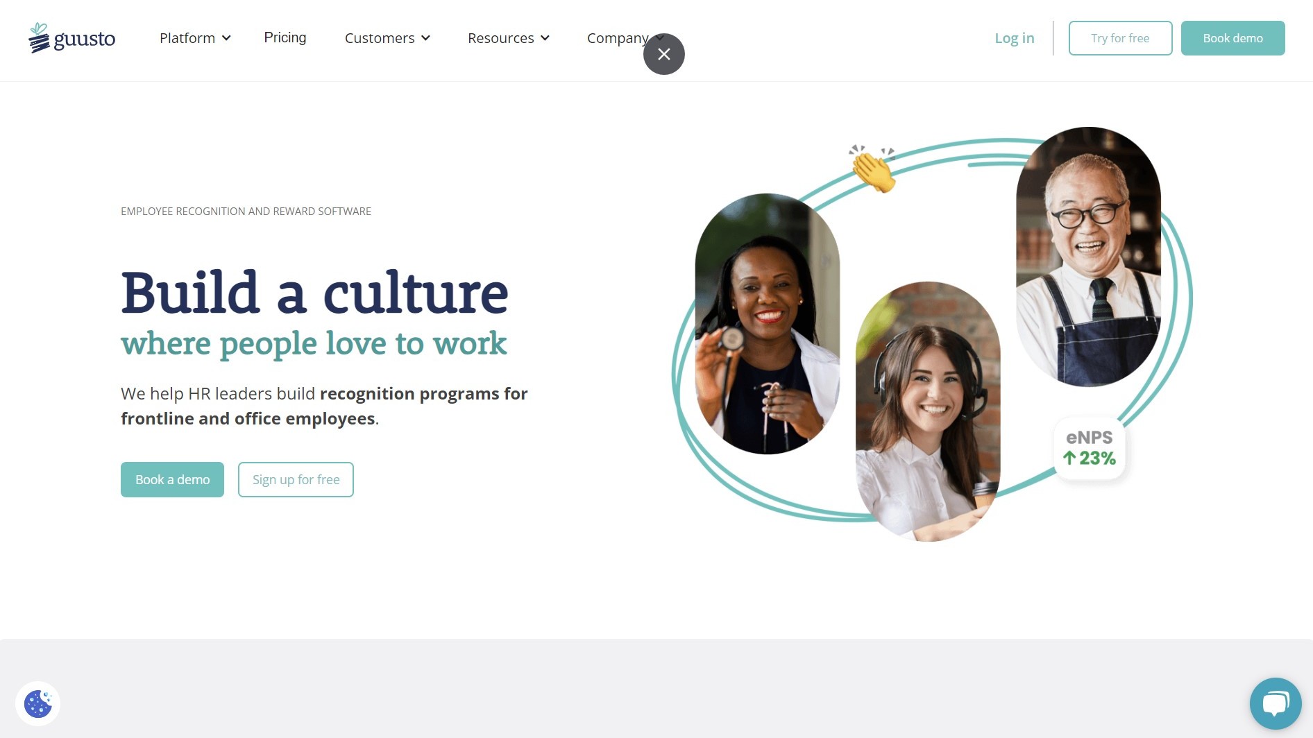 Guusto website screenshot.