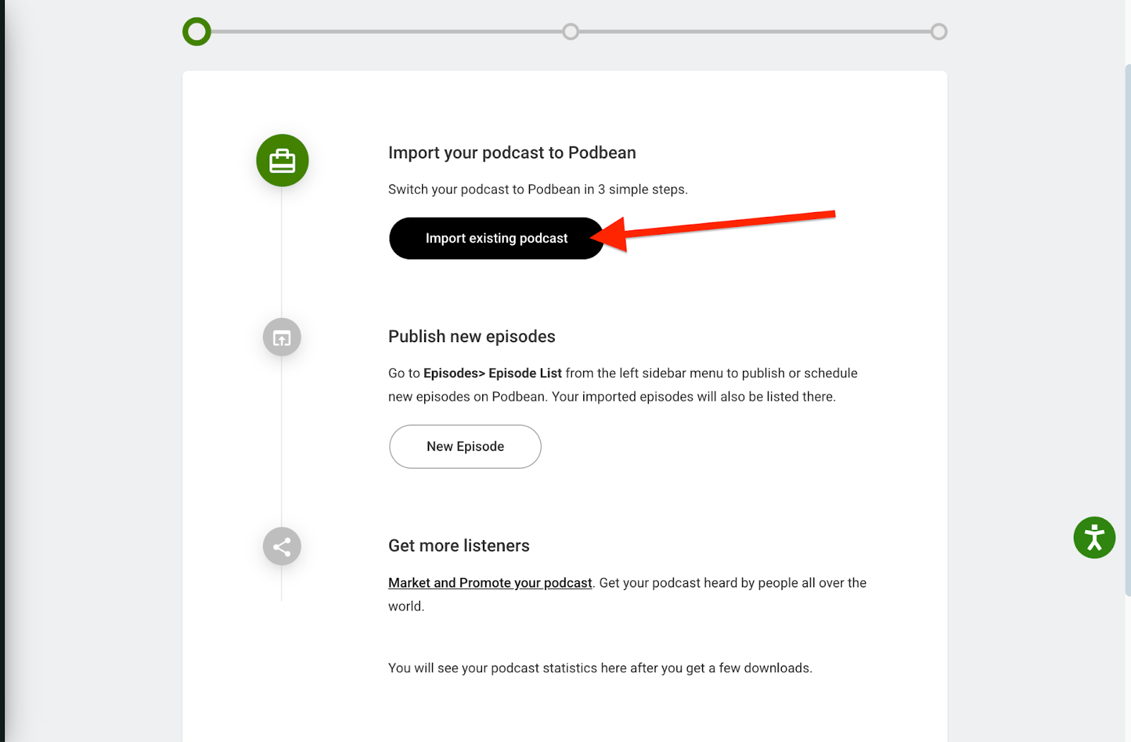 Import existing podcast to podbean