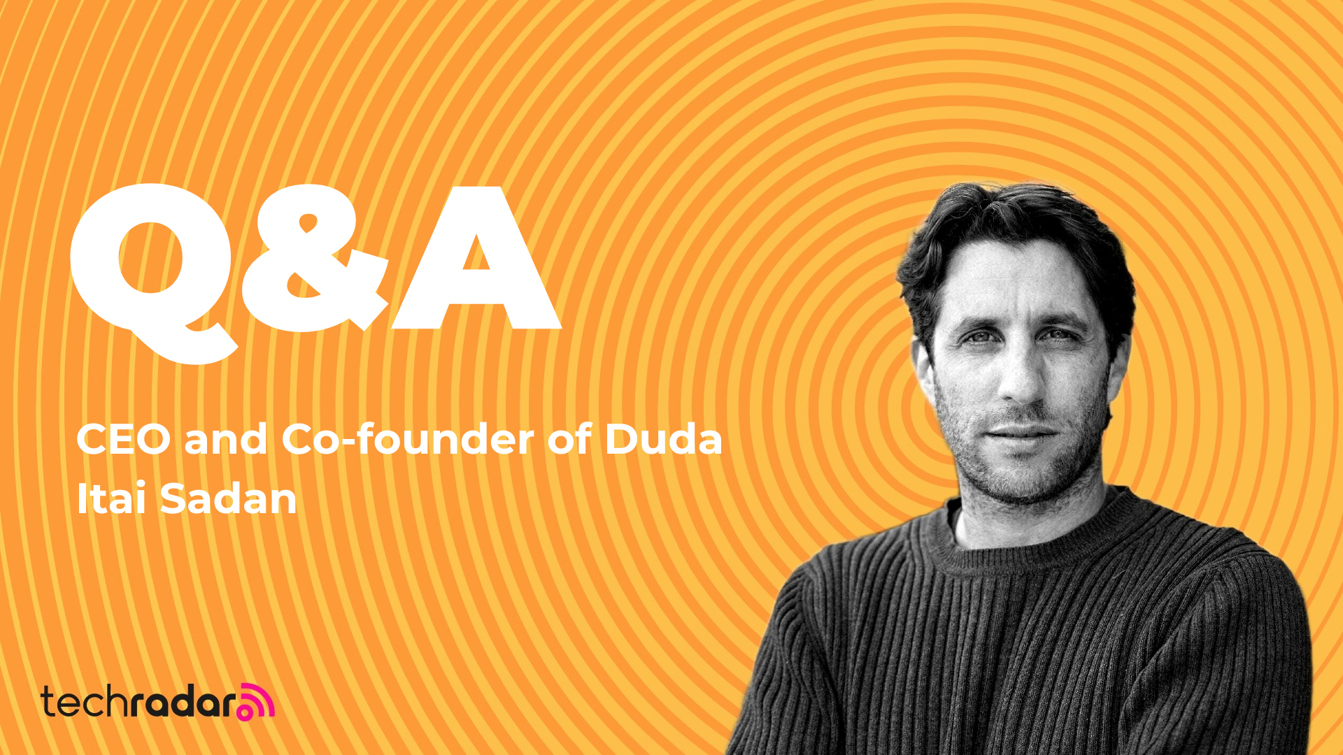 headshot of Itai Sadan CEO Duda on orange background 
