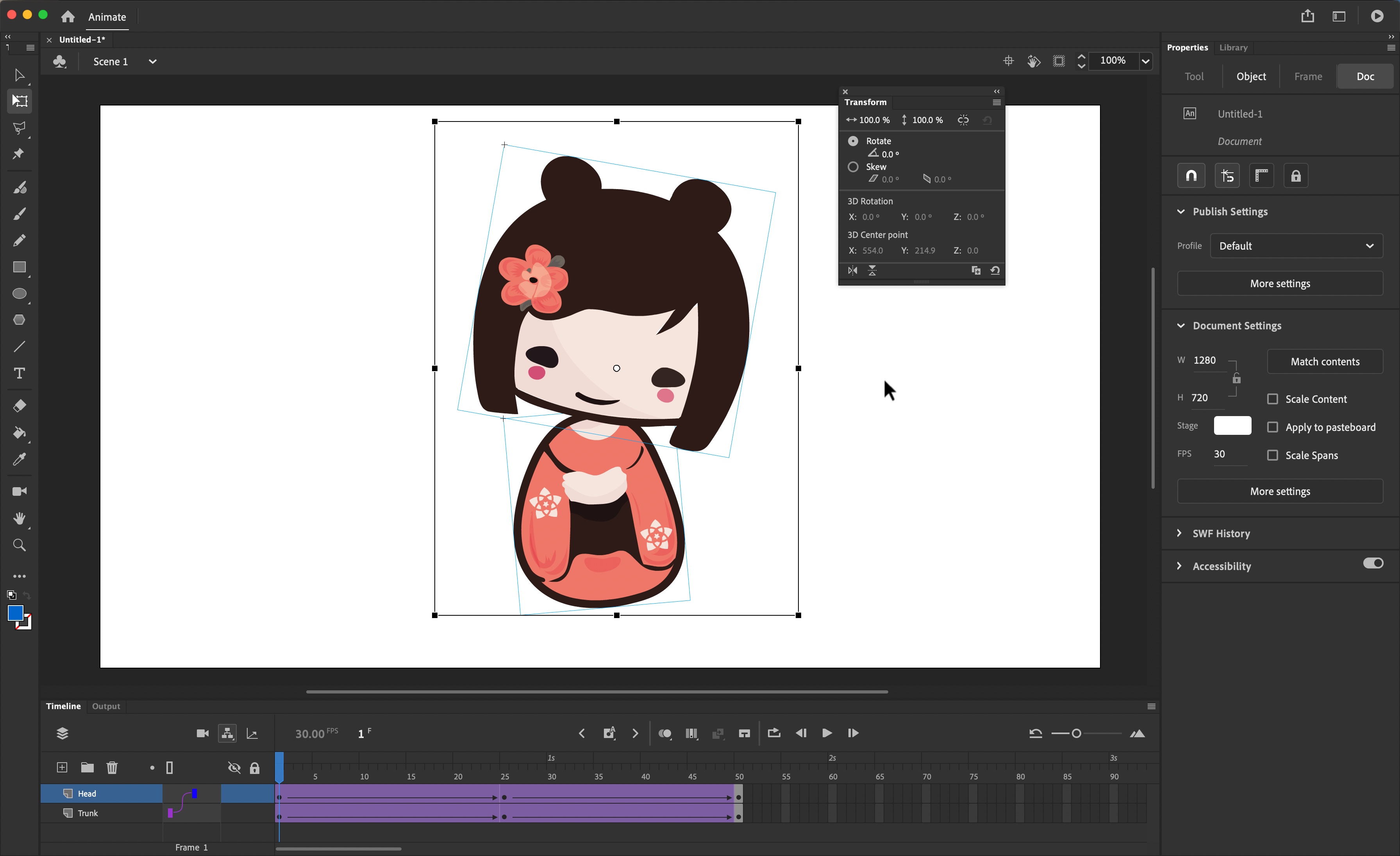 Animation software Adobe Animate in action