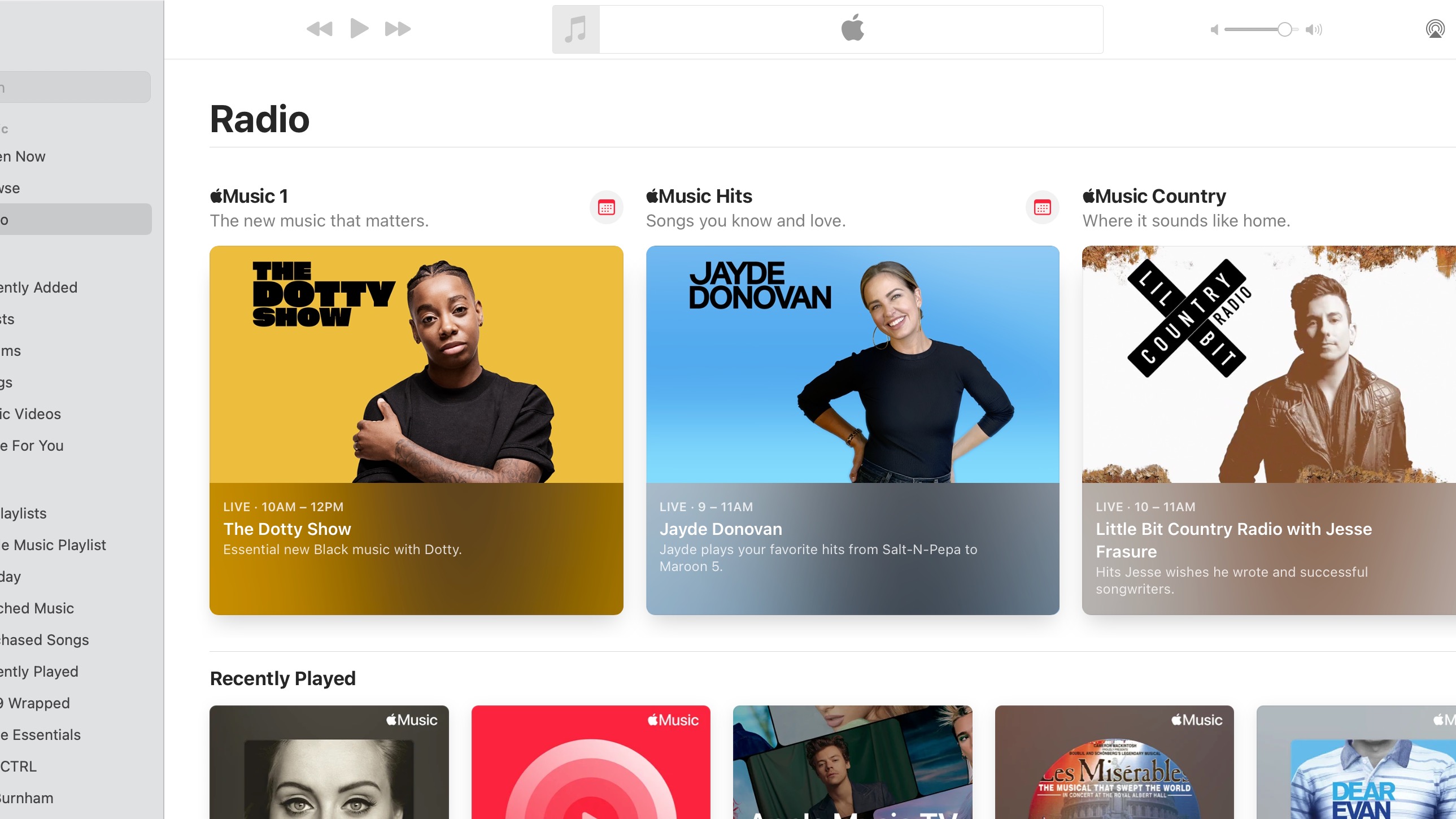 Apple Music Radio section