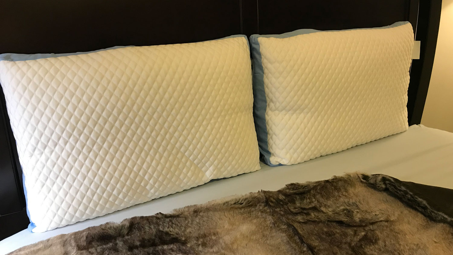 Two Pluto Pillows on a bed
