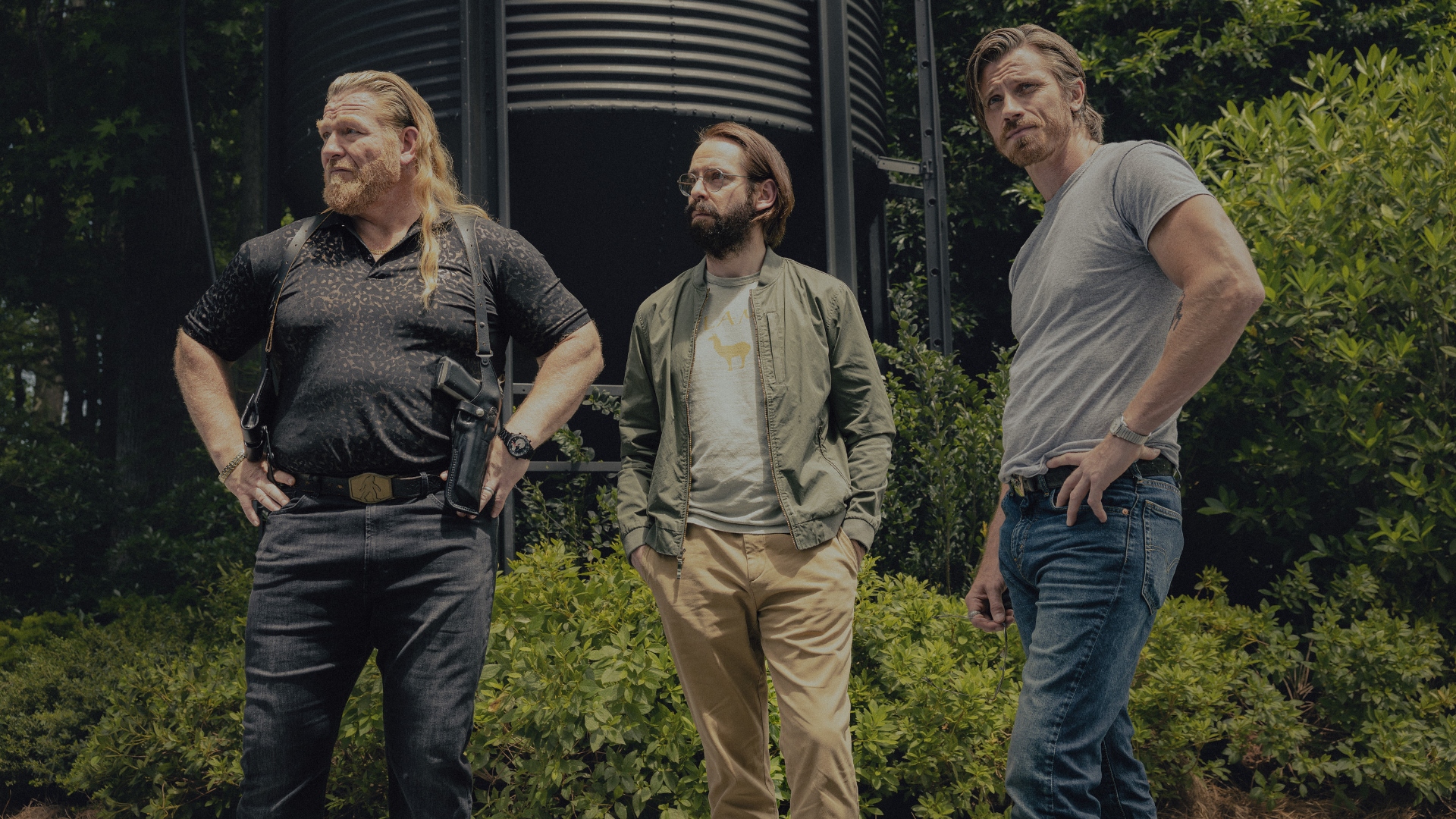 Bodhi and Bigfoot stand looking in the distance in Tulsa King season 3