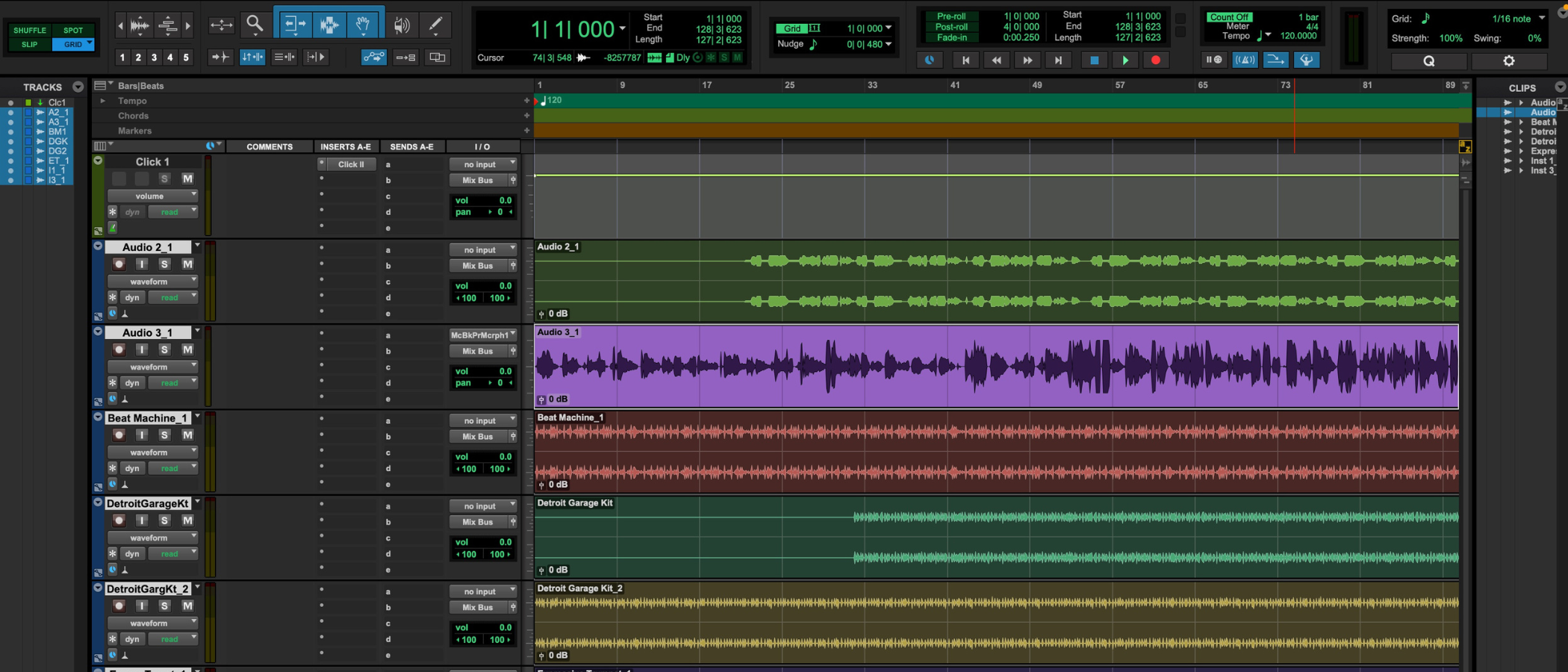 Avid Pro Tools audio editor in action