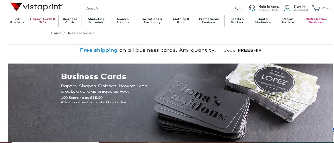 vistaprint business cards