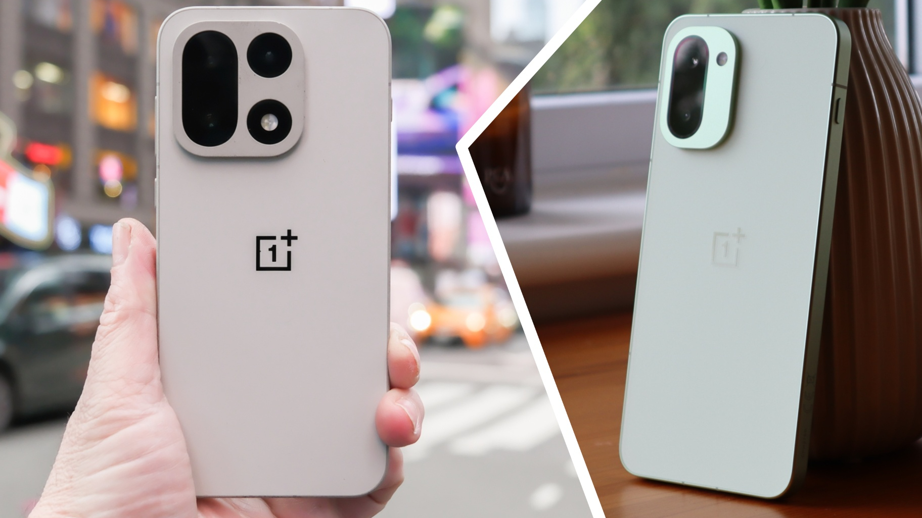 The OnePlus 15 next to the OnePlus 15R