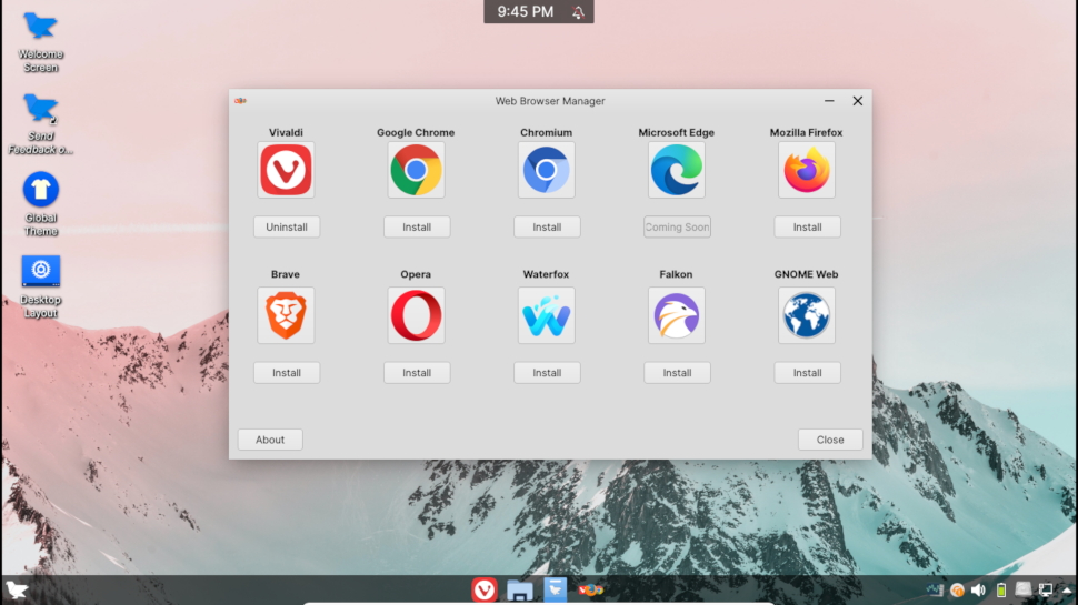 screenshot of the browser installer tool
