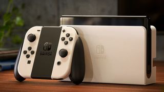Nintendo Switch OLED White lifestyle shot