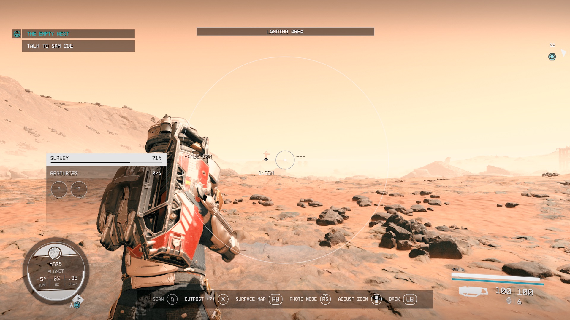 A player walking on Mars in Starfield.