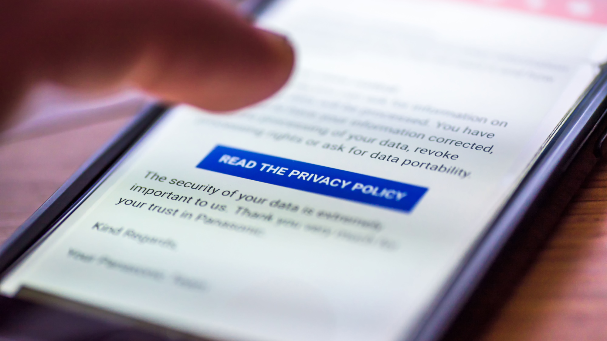 Privacy policy on a smartphone