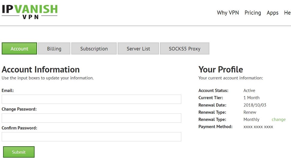 Account settings